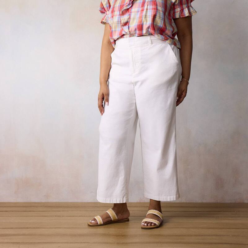 LC Lauren Conrad レディース ボトムス カジュアルパンツ ドレープラスサイズ Plusize LC Lauren Conrad Elastic Back Drape Trouserstone White ホワイト｜ReVida 店