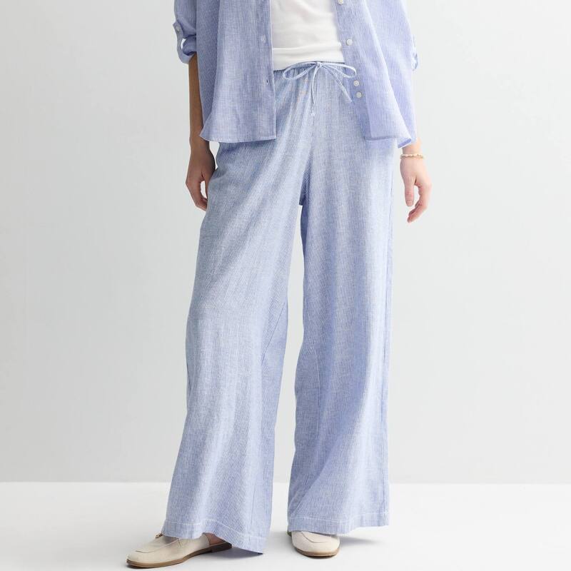 ソノマ レディース ボトムス カジュアルパンツ プチ リネン Petite Sonoma Goods For Life Mid Rise Linen Blend Pants Blue Micro Stripe ブルー|ReVida 店
