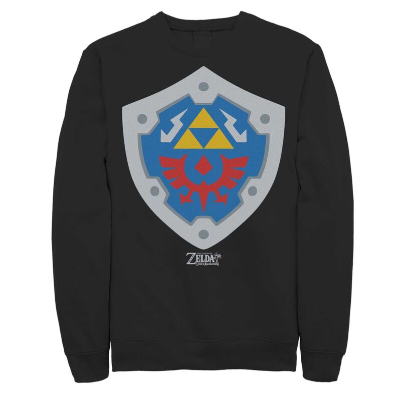 アニメ文字記号 レディース トップス ティーシャツ Licensed Character Men\u0027s Nintendo Legends of Zelda Hylian Shield Pullover Black 黒いこと トップス-レディースファッション