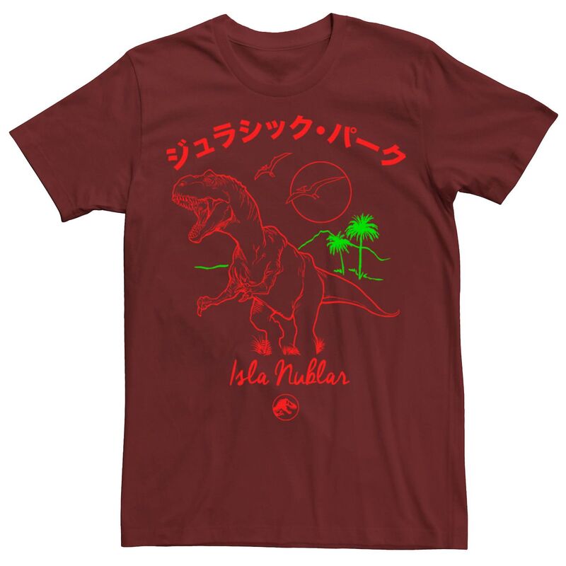 アニメキャラクター レディース トップス Tシャツ Licensed Character Men Jurassic Parkanji T Rex Outline Tee Cardinal