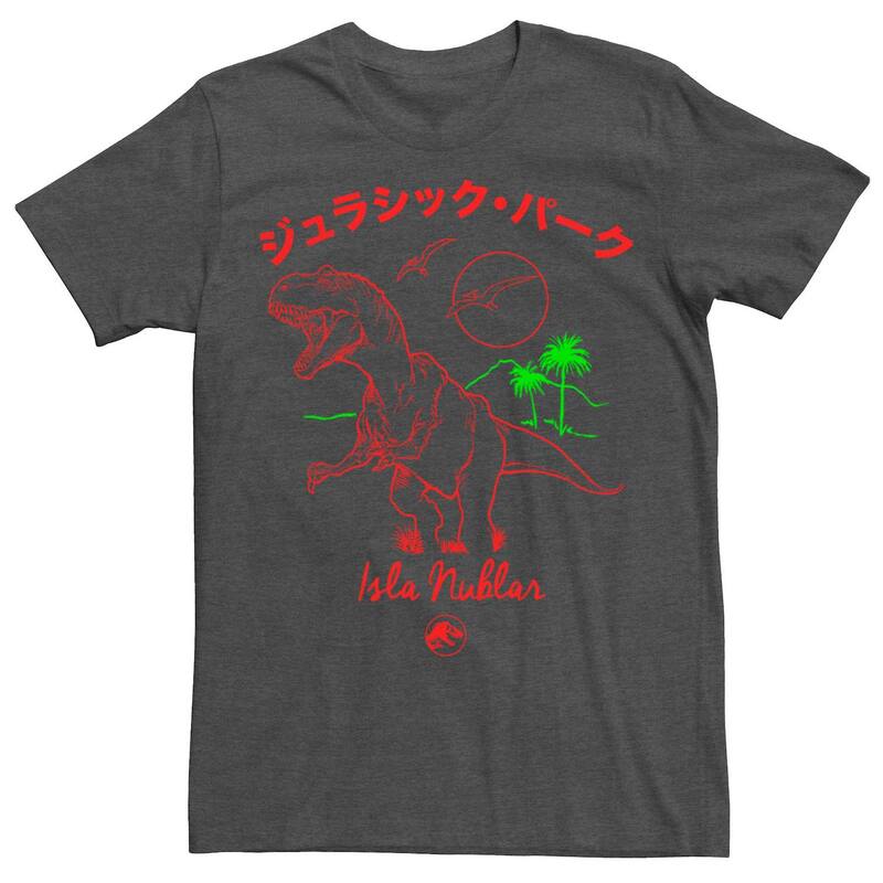 アニメキャラクター レディース トップス Tシャツ Licensed Character Men Jurassic Parkanji T Rex Outline Tee Charcoal Heather チャコール