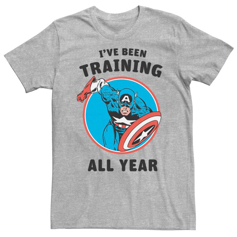 マーベル レディース トップス Tシャツ キャップ Men Marvel Avengers Captain America Ive Been Training All Year Tee Athletic Heather ヘザー