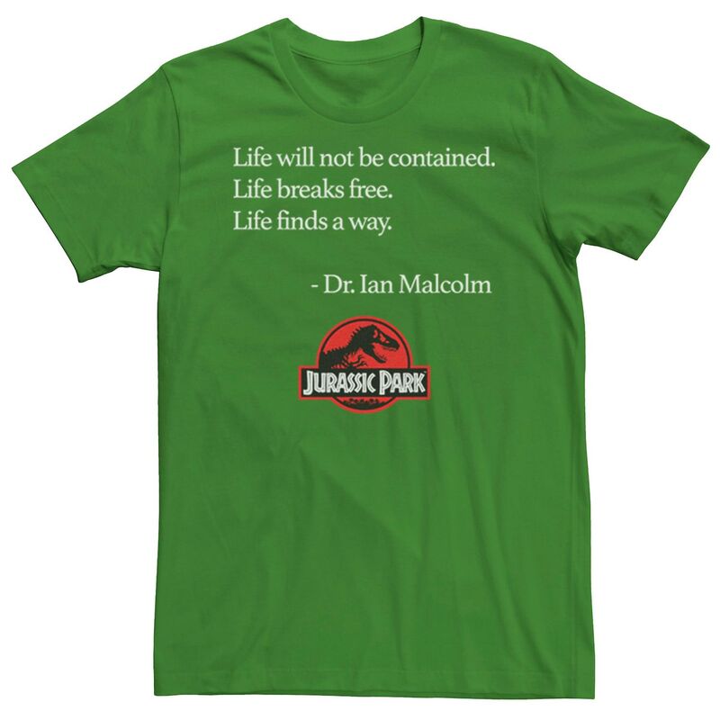 アニメキャラクター レディース トップス Tシャツ Licensed Character Men Jurassic Park Life Finds A Way Quotee Kelly