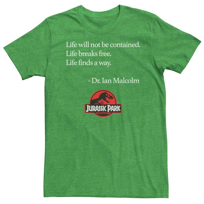 アニメキャラクター レディース トップス Tシャツ Licensed Character Men Jurassic Park Life Finds A Way Quotee Kelly Heather ヘザー
