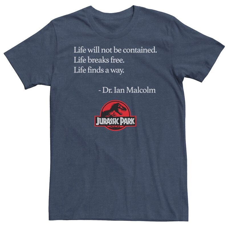 アニメキャラクター レディース トップス Tシャツ Licensed Character Men Jurassic Park Life Finds A Way Quotee Navy Heather ヘザー