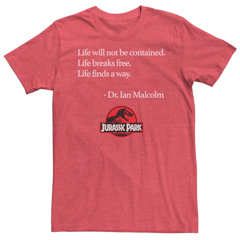 アニメキャラクター レディース トップス Tシャツ Licensed Character Men Jurassic Park Life Finds A Way Quotee Red Heather ヘザー