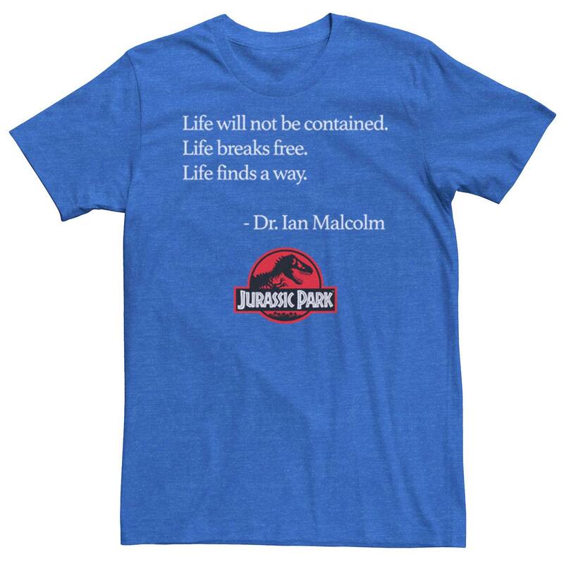 アニメキャラクター レディース トップス Tシャツ Licensed Character Men Jurassic Park Life Finds A Way Quotee Royal Heather ヘザー