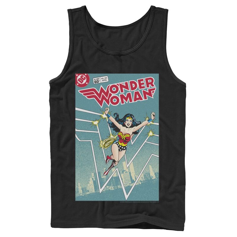 アニメキャラクター レディース トップス Tシャツ Licensed Character Men DComics Wonder Woman Retro Comicover Tank Top Black ブラック