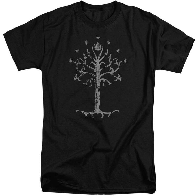 アニメ文字記号 レディース トップス プルオーバー トール Licensed Character Lord Of The Rings Tree Of Gondor Short Sleeve Adultall T-shirt Black 黒いこと