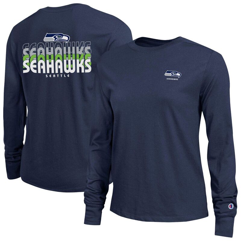 はやりっ子 レディース トップス プルオーバー 長袖 Women\u0027s Champion College Navy Seattle Seahawks Core Long-Sleeve T-Shirt Sea Navy 米国海軍