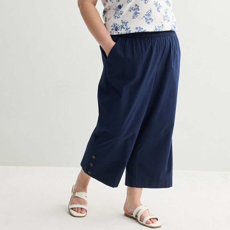 クロフト＆バロー レディース ボトムス カジュアルパンツ プラスサイズ Plusize Croft \u0026 Barrow Button Hem Pull-On Cropantseattle Navy ネイビー