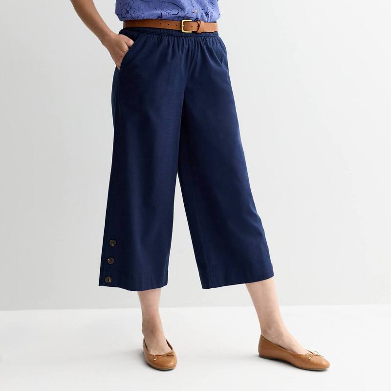 クロフト＆バロー レディース ボトムス カジュアルパンツ Women Croft \u0026 Barrow Button Hem Pull-On Cropantseattle Navy ネイビー