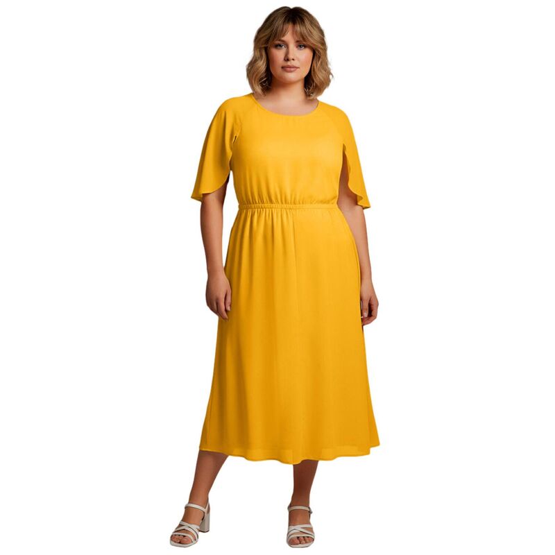 アベニュー レディース トップス 衣装 つけ加える大きさ midi 旗がしら Avenue Women\u0027s Plusize Caplet Midi Dressunset Yellow 黄色