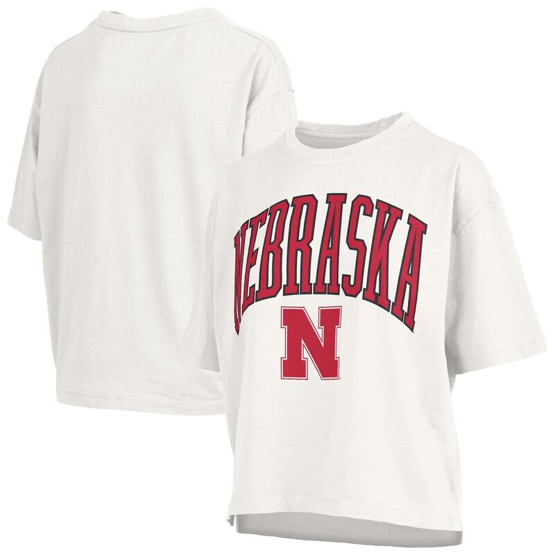 押し付けるボックス席 レディース トップス プルオーバー つけ加える大きさ Women\u0027s Pressbox White Nebraska Huskers Plusize Nelson Motley Crew Oversized Slub T-Shirt Neb White 白いこと
