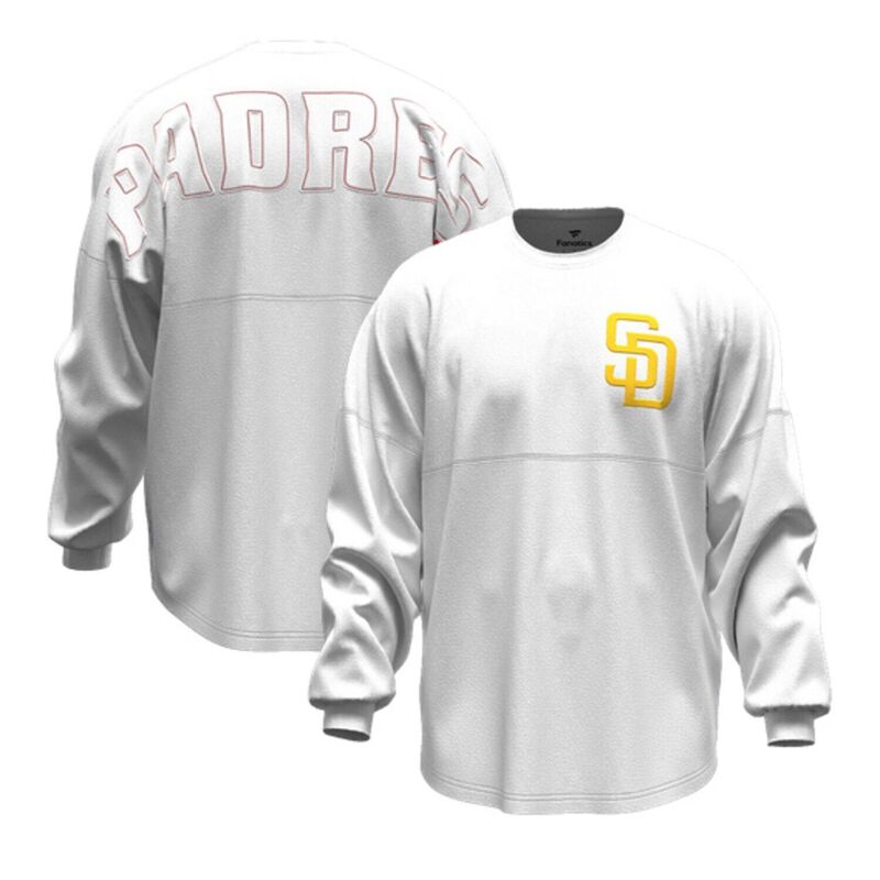 ファナティクス レディース トップス プルオーバー プルオーバー Women\u0027s Fanatics White San Diego Padres Baseball Stitch Spirit Jersey Long Sleeve T-Shirt Pad White 白いこと