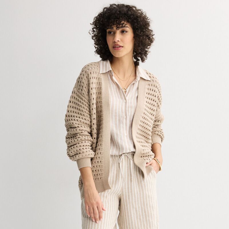 ソノマ レディース アウター ニット・セーター カーディガン Women'sonoma Goods For Life Fisherman Sweater Cardigan Mocha Froth モカ｜ReVida 店