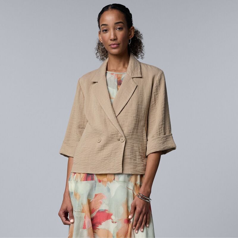 ヴェラウォン レディース アウター ジャケット・ブルゾン プチ ブレザー Petite Simply Vera Wang Relaxedouble Breasted Blazer Texas Beige ベージュ|ReVida 店