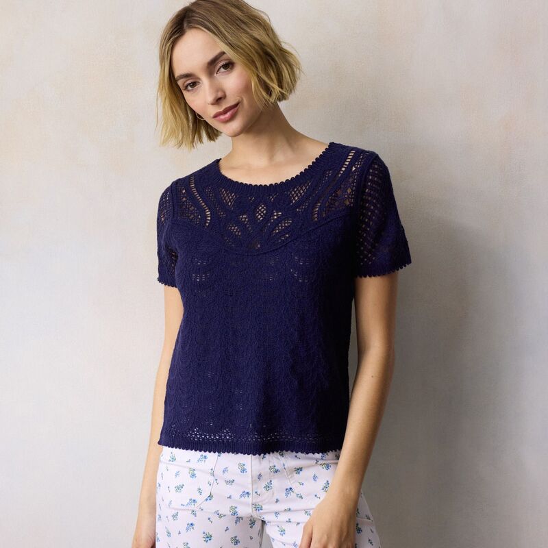 LC Lauren Conrad レディース アウター ニット・セーター Tシャツ Women's LC Lauren Conrad Crochet Sweater Tee Navy Water ネイビー｜ReVida 店