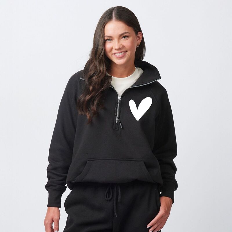 Simply Sage Market レディース トップス プルオーバー ハーフジップ 汗水 フリース グラフィック Simply Sage Market Love Yourself Heart - Women\u0027s Quarter Zip Fleece Graphic Sweatshirt Black 黒いこと
