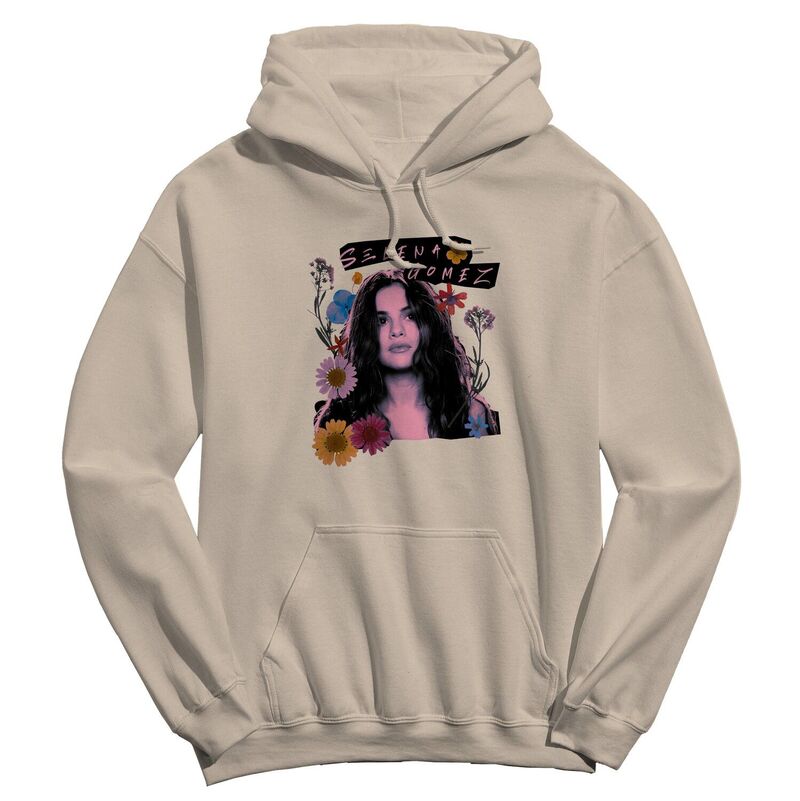 アニメ文字記号 レディース トップス プルオーバー 御花柄 御花 パーカー グラフィック Licensed Character Juniors\u0027 Selena Gomez Floral Collage Graphic Hoodie Sand 沙子