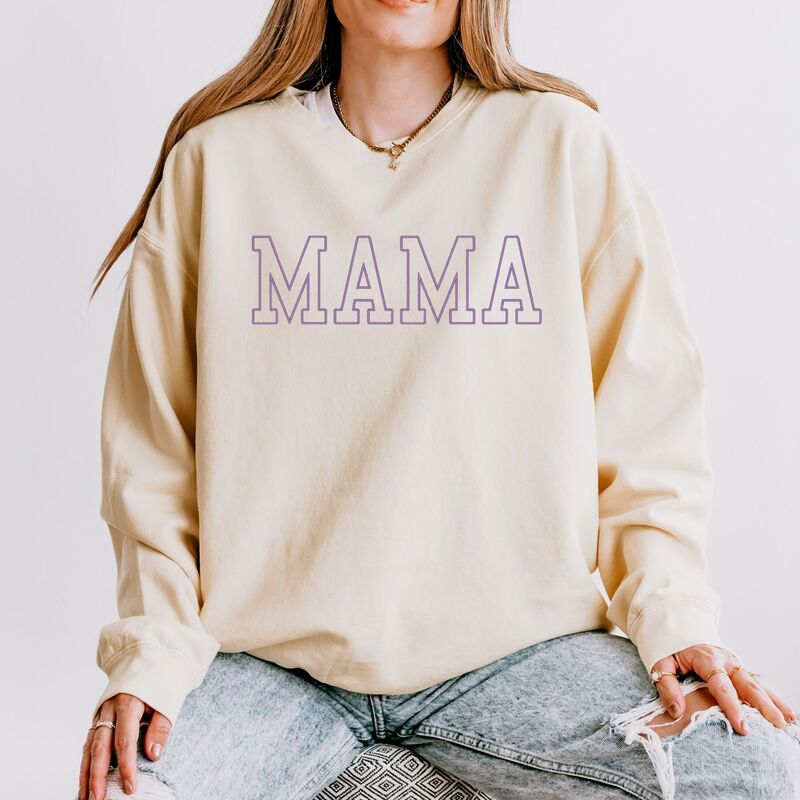 Simply Sage Market レディース トップス ティーシャツ 流汗 刺しゅう Simply Sage Market Embroidered Thin Mama Outline - Women\u0027s Lightweight Garment Dyed Sweatshirt Ivory 象牙色 Tシャツ・カットソー-レディースファッション