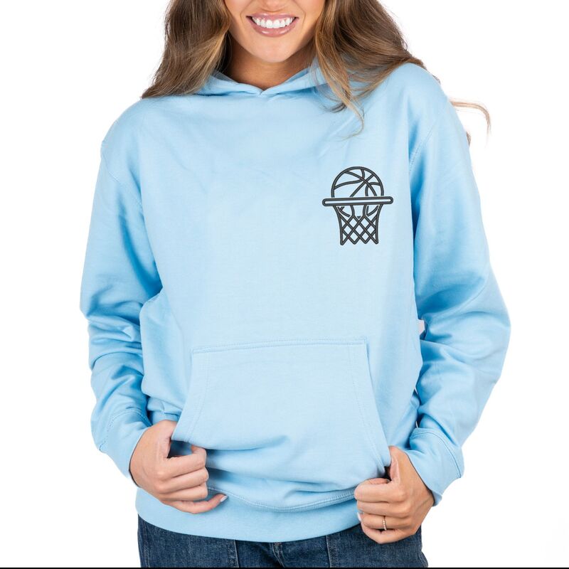 Simply Sage Market レディース トップス プルオーバー 刺しゅう パーカー グラフィック Simply Sage Market Embroidered Basketball Hoop - Women\u0027s Graphic Hoodie Blue Aqua 青色