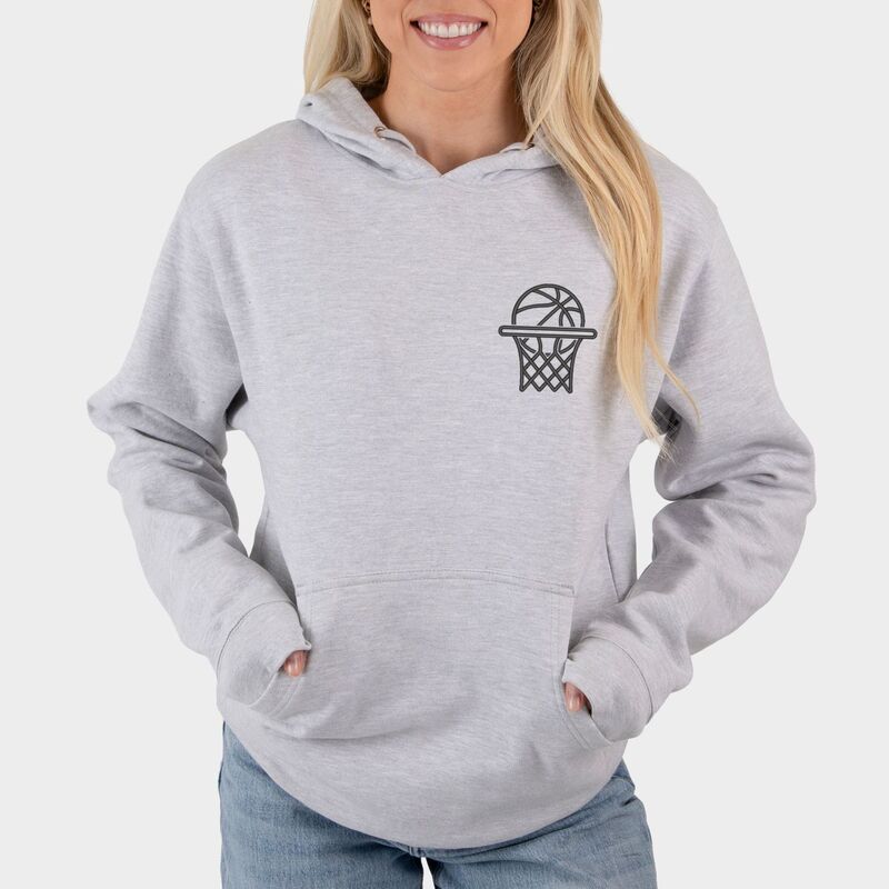 Simply Sage Market レディース トップス ティーシャツ 刺しゅう パーカー グラフィック Simply Sage Market Embroidered Basketball Hoop - Women\u0027s Graphic Hoodie Heather Grey 薄墨色 Tシャツ・カットソー-レディースファッション-トップス