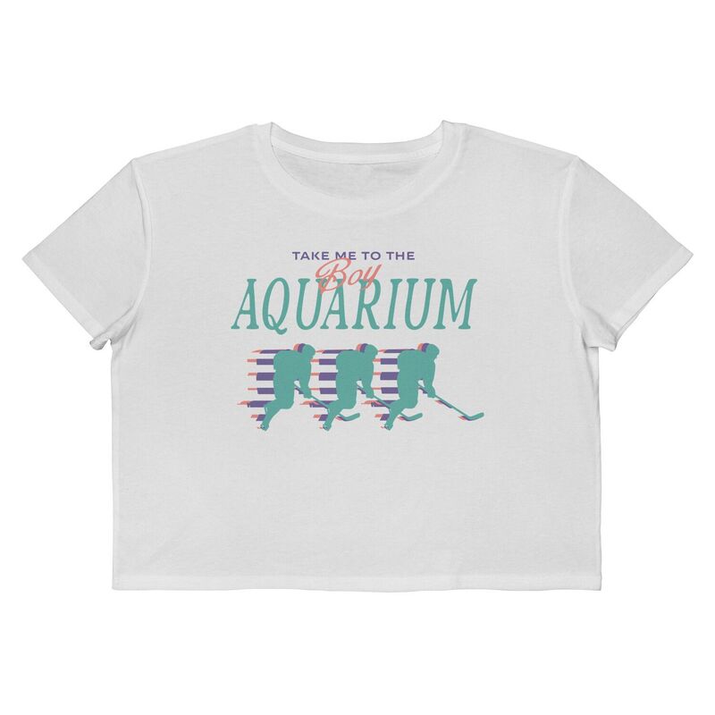 アンブランデッド レディース トップス Tシャツ クロップド グラフィック Unbranded Juniors Grayson Threads The Label Hockey Take Me To The Boy Aquarium Boxy Cropped Graphic Tee Bright White ホワイト