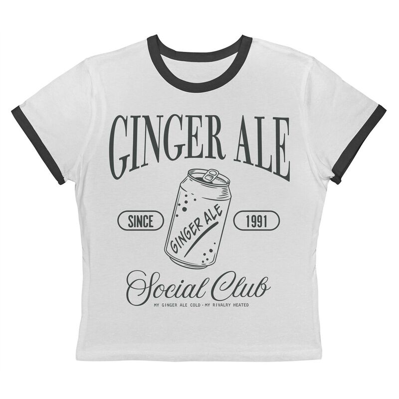 アンブランデッド レディース トップス Tシャツ グラフィック Unbranded Juniors Grayson Threads The Label Ginger Ale Social Club Since 1991 Graphic Ringer Baby Tee White Caviar ホワイト
