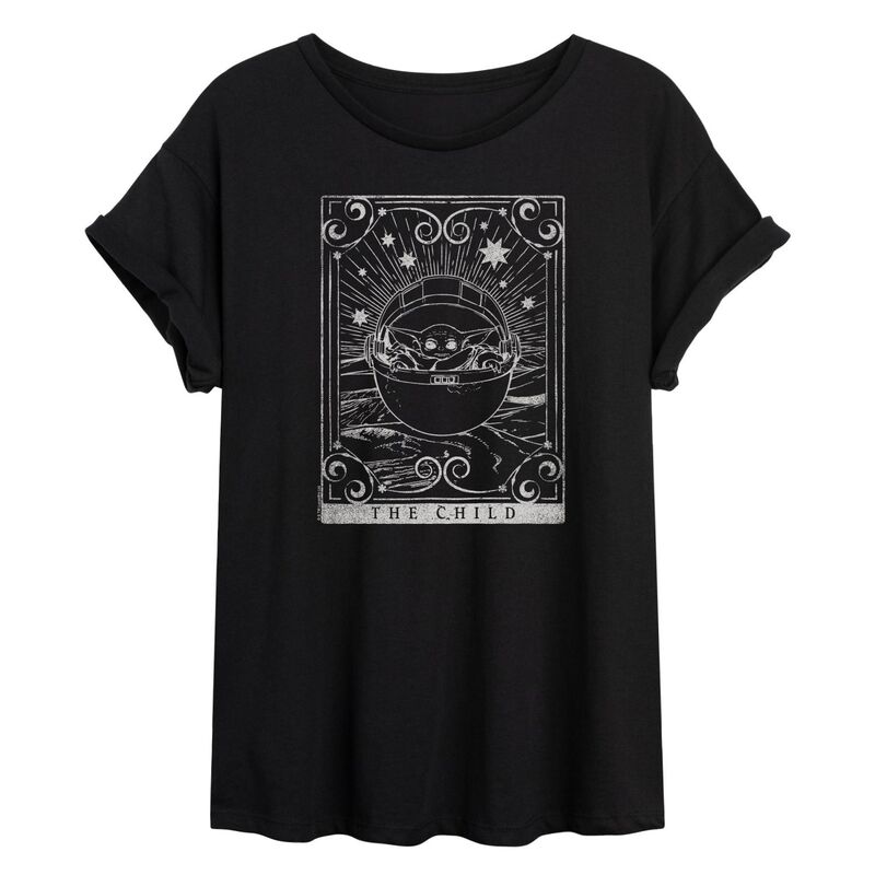 スター ウォーズ レディース トップス Tシャツ Juniors Star Wars The Mandalorian The Child Oversized Tee Black ブラック