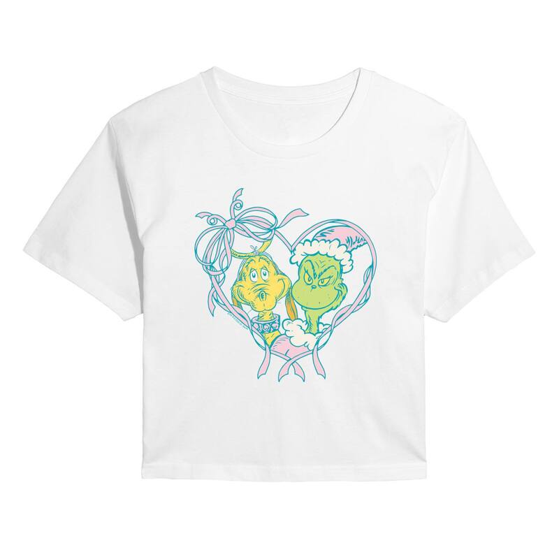 アニメキャラクター レディース トップス Tシャツ クロップド グラフィック Licensed Character Juniors Dr. Seuss The Grinch \u0026 Max Graphichristmas Cropped Graphic Tee White ホワイト