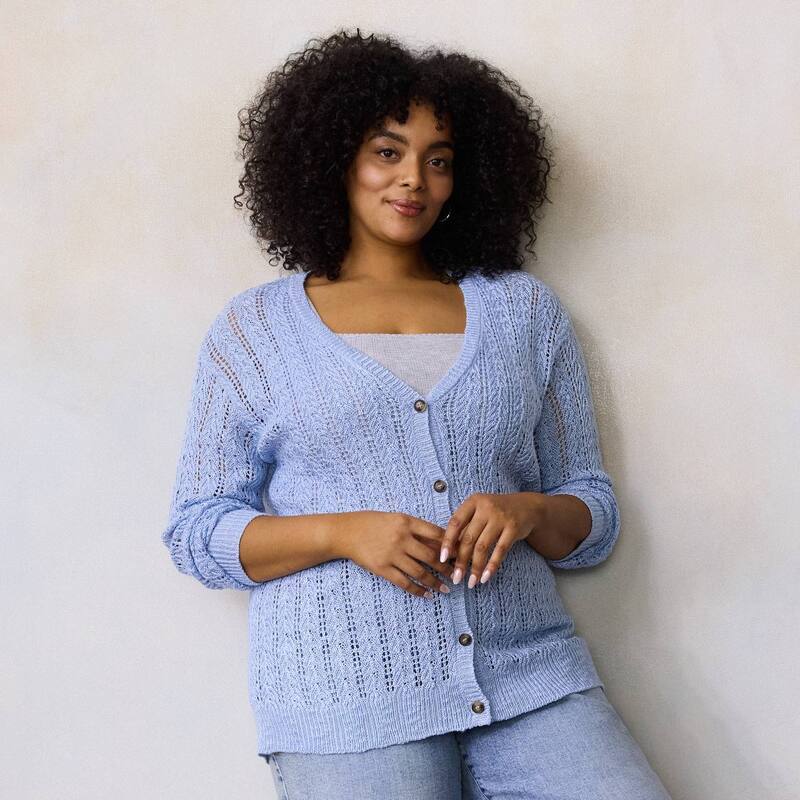 LC Lauren Conrad レディース アウター ニット・セーター Vネック プラスサイズ カーディガン Plusize LC Lauren Conrad Pointelle V-Neck Cardigan Sweater Secret Peri|ReVida 店