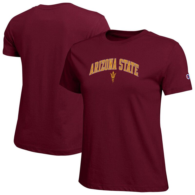 チャンピオン レディース トップス Tシャツ ロゴ Women's Champion Maroon Arizona State Sun Devils Arched Over Logo T-Shirt Asu Red レッド|ReVida 店