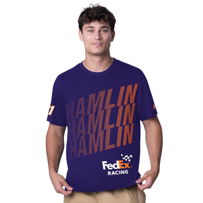 クランク レディース トップス プルオーバー Men\u0027starter Purple Denny Hamlin FedEx All Star Extreme T-Shirt Nas Purple パープル