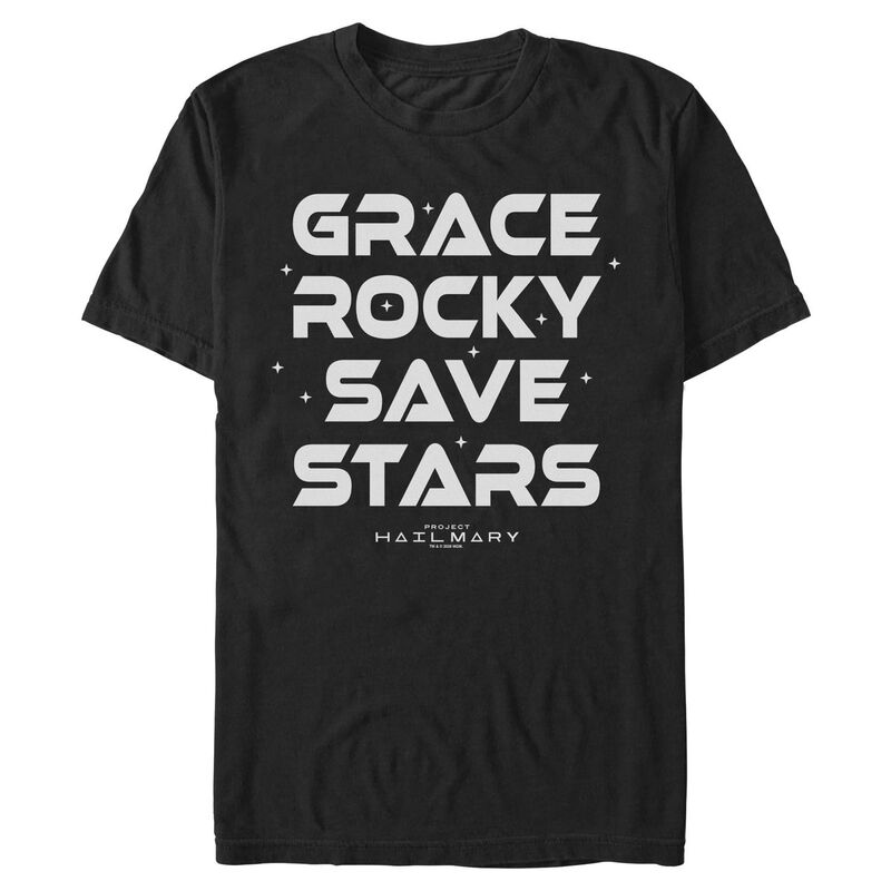 アニメキャラクター レディース トップス Tシャツ グラフィック Licensed Character Men Project Hail Mary Grace Rocky Save Stars Graphic Tee Black ブラック