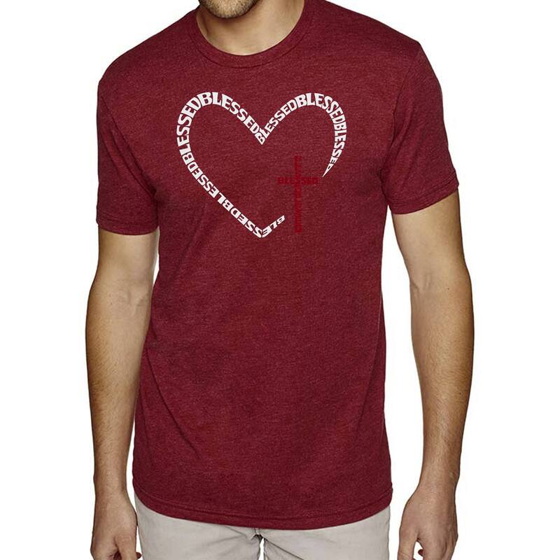 エルエーポップアート レディース トップス ティーシャツ 天使の都市 Pop Art Blessed Heart - Men\u0027s Premium Blend Word Art-Shirt Burgundy バーガンディ Tシャツ・カットソー-レディースファッション