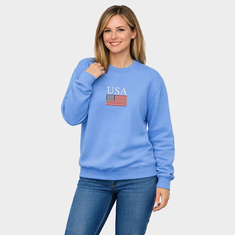 Simply Sage Market レディース トップス プルオーバー 流汗 刺しゅう グラフィック Simply Sage Market Embroidered USA Flag - Women\u0027s Graphic Sweatshirt Carolina