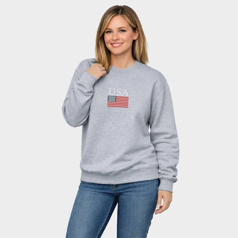 Simply Sage Market レディース トップス プルオーバー 汗水 刺しゅう グラフィック Simply Sage Market Embroidered USA Flag - Women\u0027s Graphic Sweatshirt Graphite 石墨
