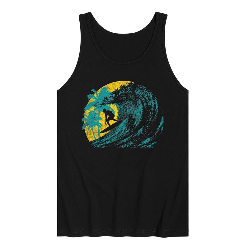 アニメキャラクター レディース トップス Tシャツ グラフィック Licensed Character Men's Retro Surfer Silhouette Graphic Tank Top Black ブラック|ReVida 店