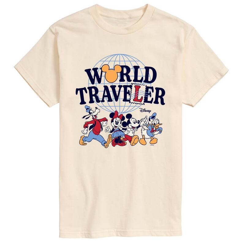 ディズニー レディース トップス Tシャツ トール グラフィック Big & Tall Disney Mickey Mouse & Friends World Traveler Graphic Tee Cream クリーム|ReVida 店