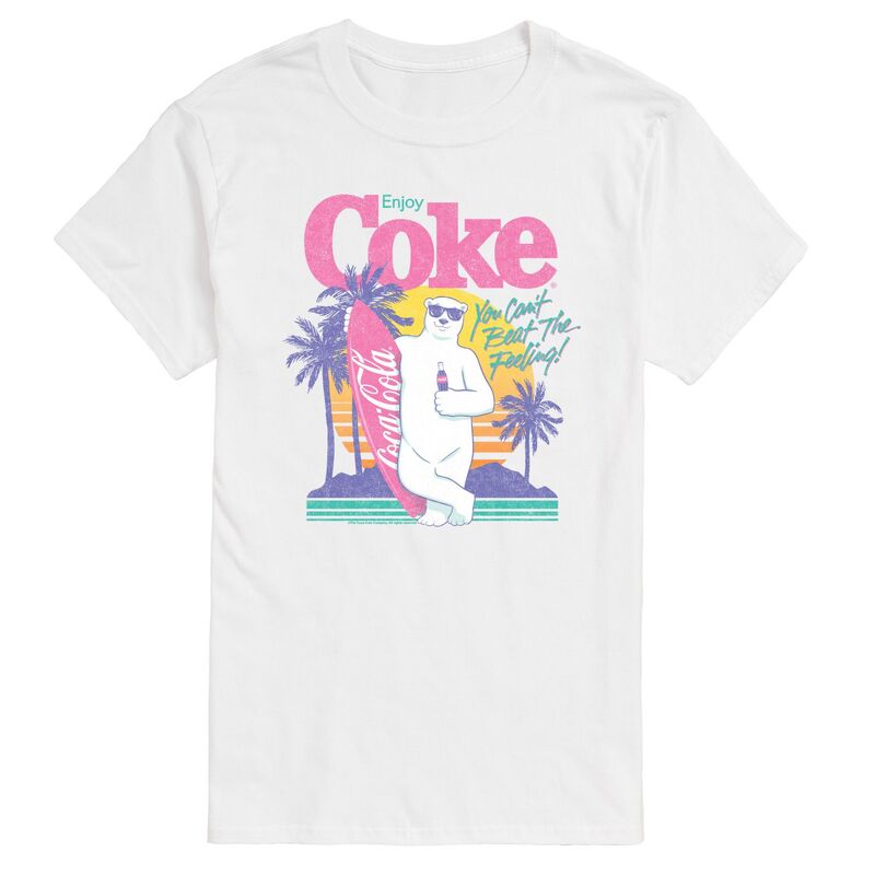 アニメキャラクター レディース トップス Tシャツ グラフィック Licensed Character Men's Coca-Cola Surfing Polar Bear Graphic Tee White ホワイト｜ReVida 店