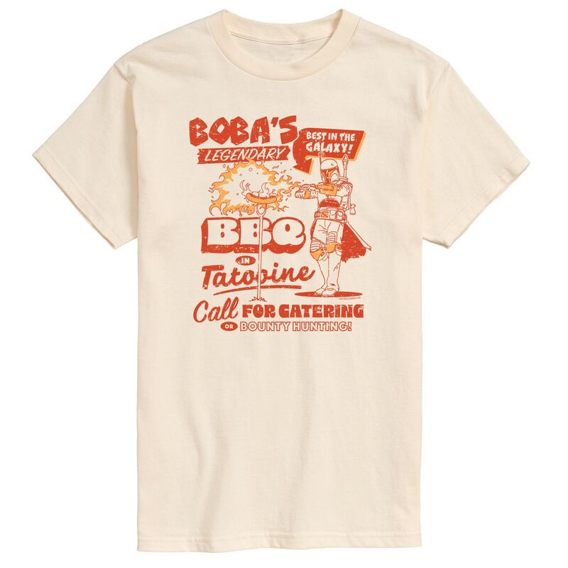 アニメキャラクター レディース トップス Tシャツ グラフィック Licensed Character Men'star Wars Boba's Legendary BBQ on Tatooine Graphic Tee Cream クリーム｜ReVida 店