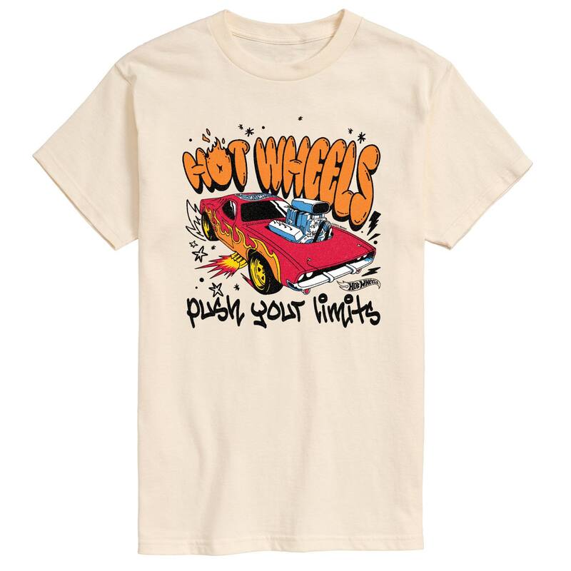 アニメキャラクター レディース トップス Tシャツ グラフィック ヒール Licensed Character Men's Hot Wheels Push Your Limits Graffiti Graphic Tee Cream クリーム|ReVida 店
