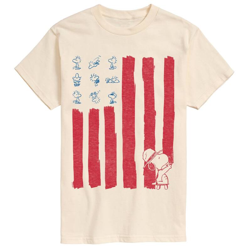 アニメキャラクター レディース トップス Tシャツ トール グラフィック Licensed Character Big & Tall Peanutsnoopy & Woodstock American Flagraphic Tee Cream クリーム|ReVida 店