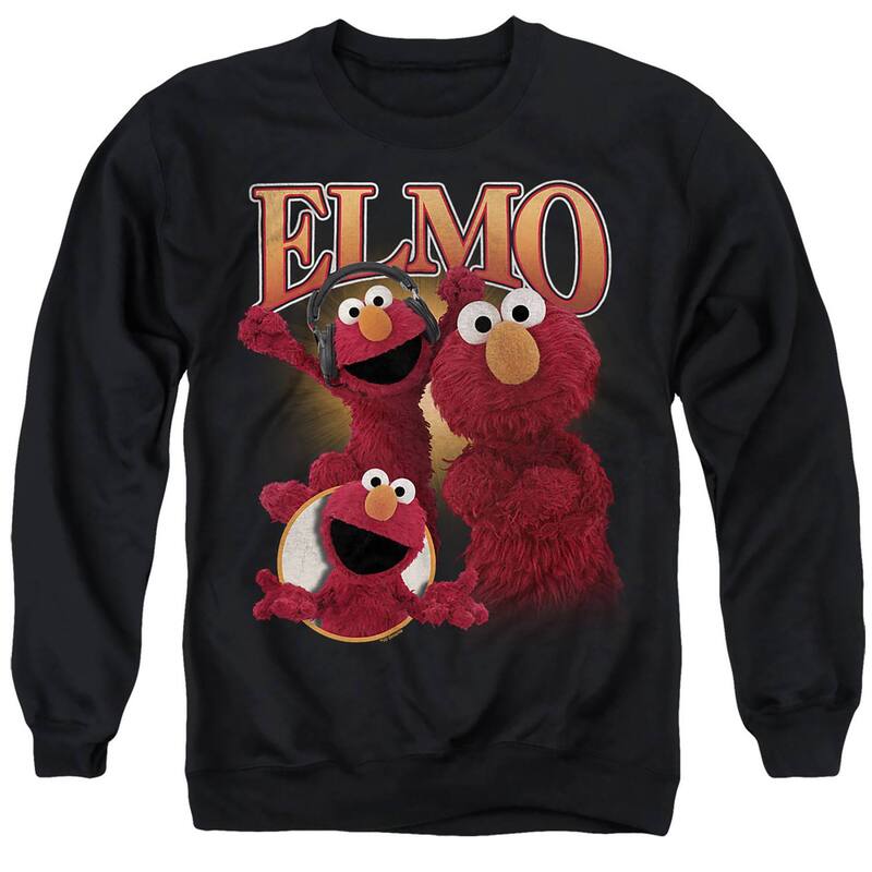 アニメキャラクター レディース トップス Tシャツ スウェット ブーツ グラフィック Licensed Character Men's Elmo Bootleg Style Graphic Sweatshirt Black ブラック｜ReVida 店