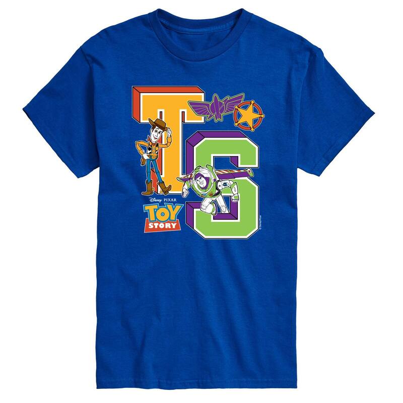 ディズニー ピクサー レディース トップス Tシャツ グラフィック Men's Disney / Pixar's Toy Story Letterman Graphic Tee Royal Blue ブルー|ReVida 店