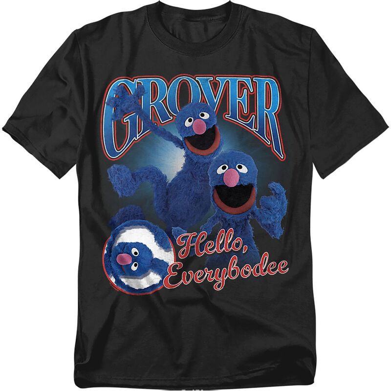 アニメキャラクター レディース トップス Tシャツ トール ブーツ Licensed Character Big & Tall Sesame Street Grover Bootleg Style Tee Black ブラック|ReVida 店