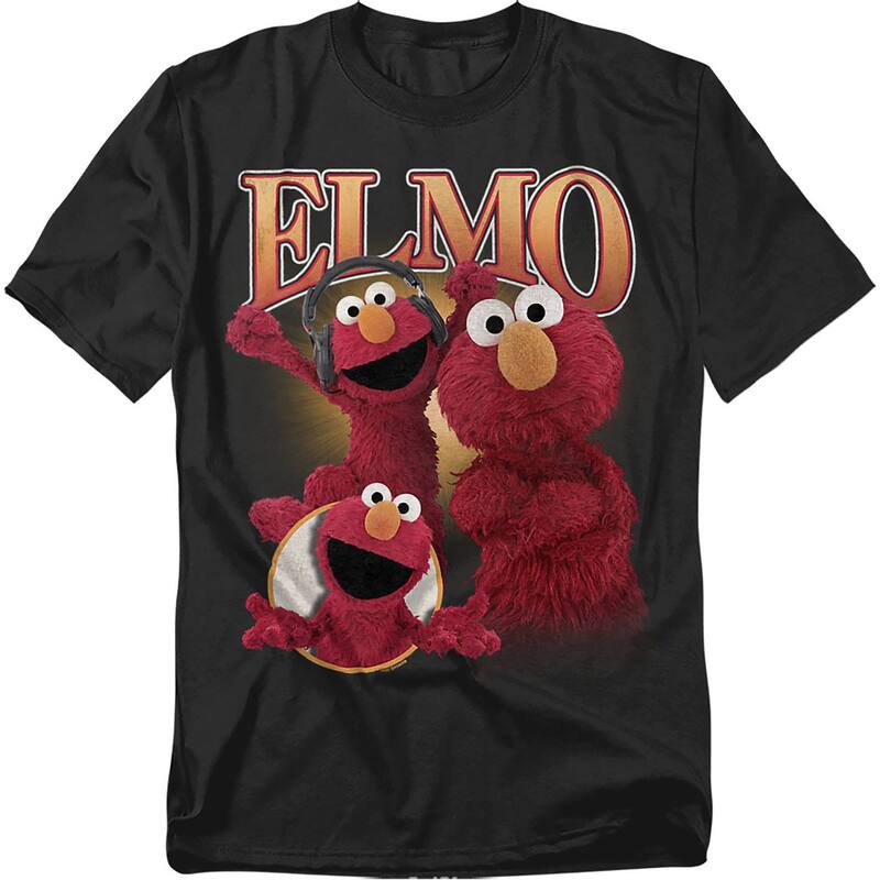 アニメキャラクター レディース トップス Tシャツ トール ブーツ Licensed Character Big & Tall Sesame Street Elmo Bootleg Style Tee Black ブラック|ReVida 店