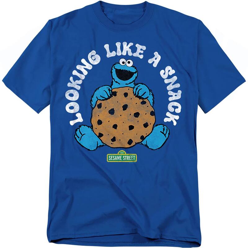アニメキャラクター レディース トップス Tシャツ トール Licensed Character Big & Tall Sesame Street Cookie Monster Snack Tee Dark Blue ブルー｜ReVida 店 7,650円