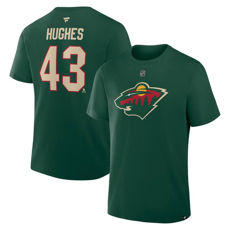 ファナティクス レディース トップス プルオーバー Men\u0027s Fanatics Quinn Hughes Green Minnesota Wild Authentic Stack Name \u0026 Number T-Shirt Wld Green 緑であること